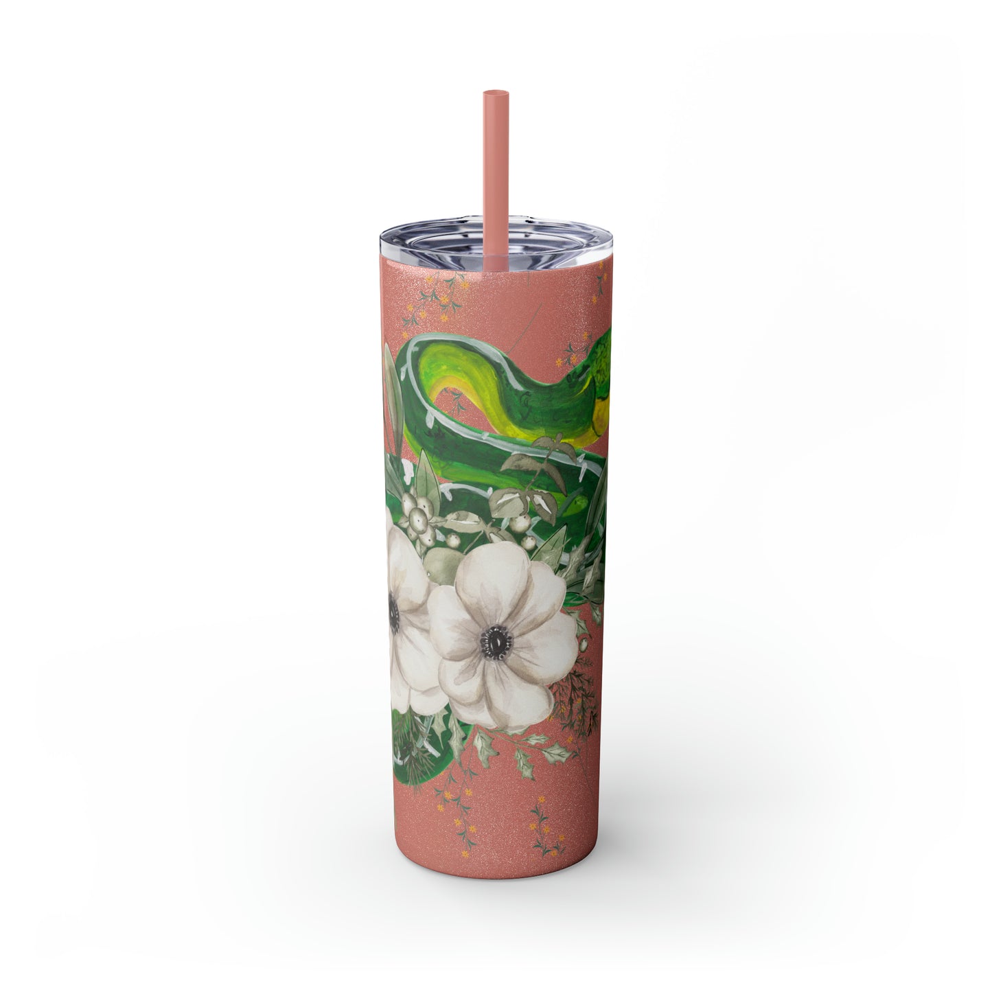 Floral Smooth Green Snake - Glitter