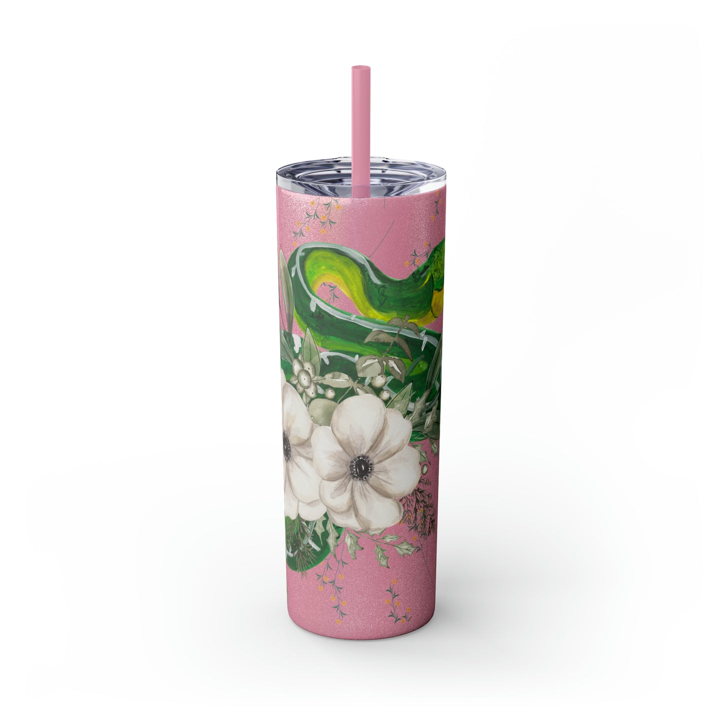 Floral Smooth Green Snake - Glitter