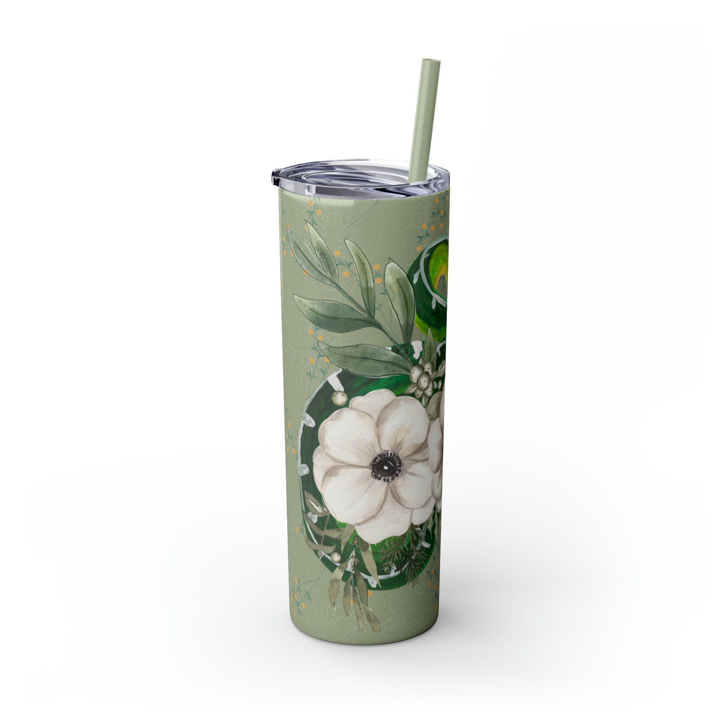 Floral Smooth Green Snake - Glitter