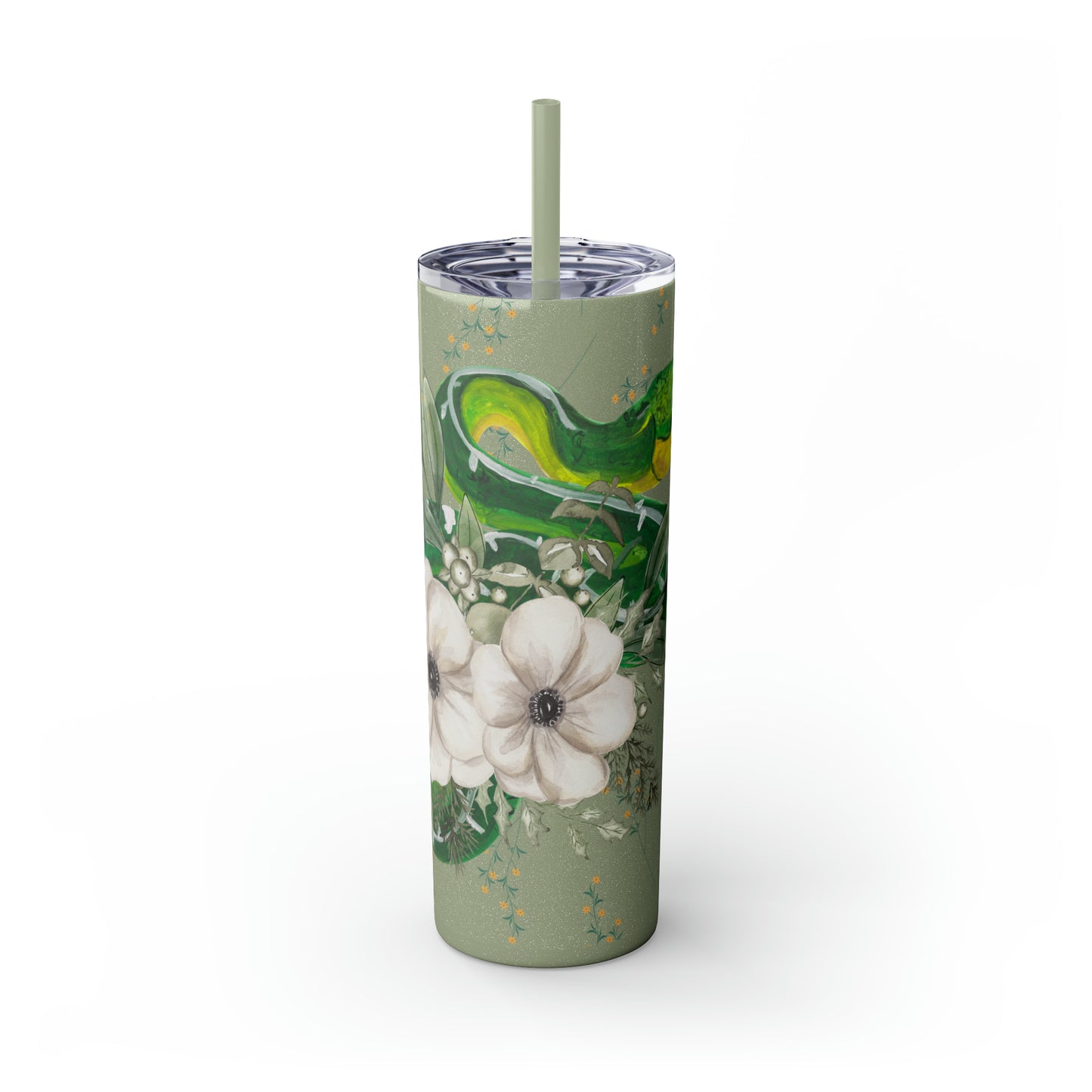 Floral Smooth Green Snake - Glitter