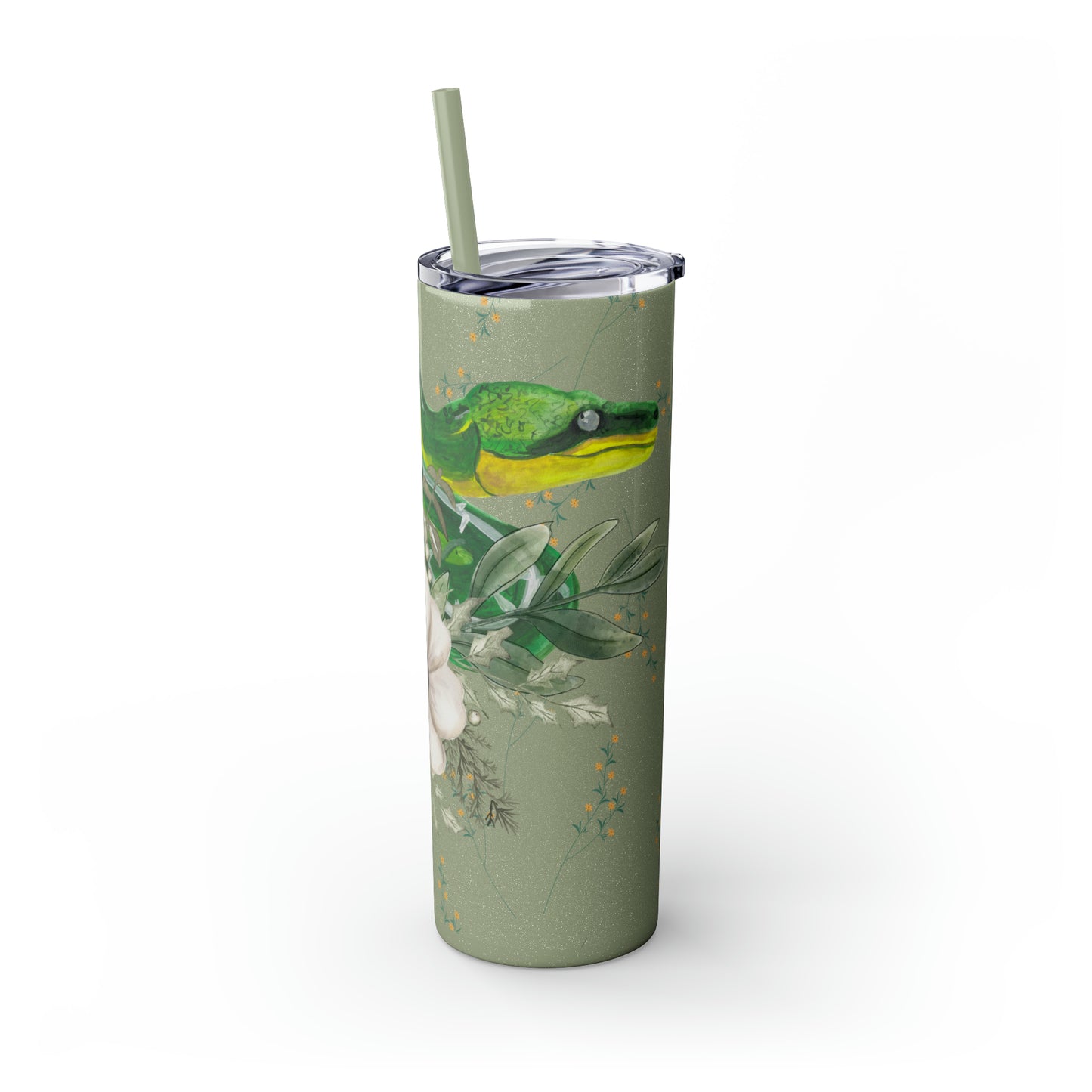 Floral Smooth Green Snake - Glitter