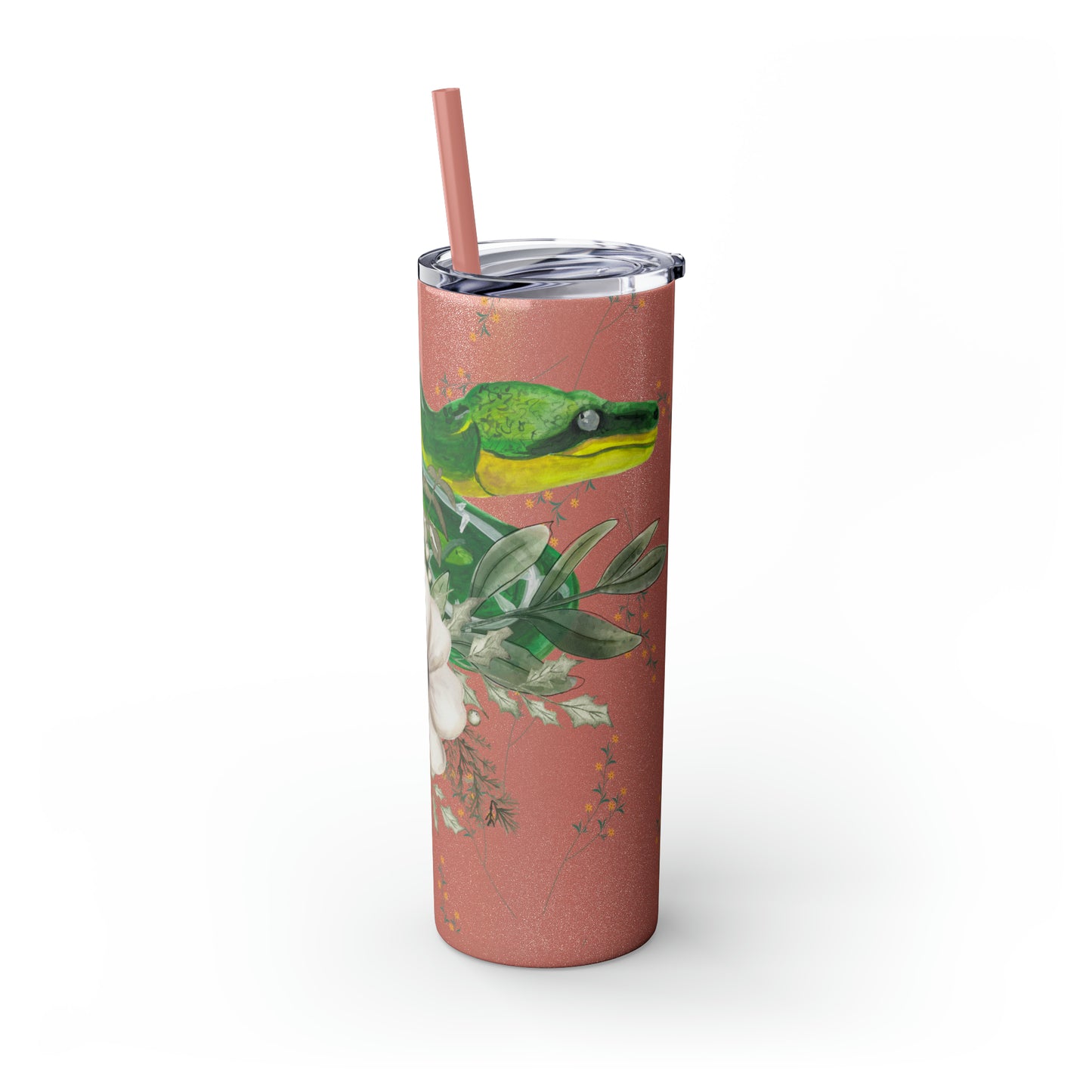 Floral Smooth Green Snake - Glitter