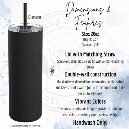 Moon Goddess - 20oz Matte Black Skinny Tumbler